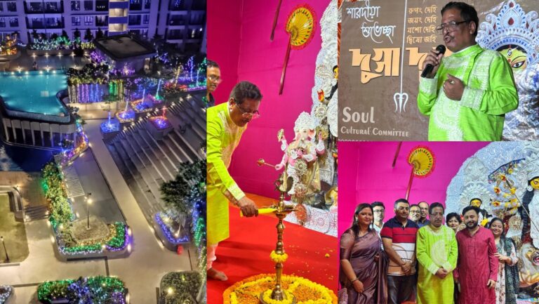 Shri Tapas Chatterjee ( Hounarable Member of Legislative Assembly )inaugurates Indian Classical Dance themed Durga Puja Pandal of “The Soul Newtown” in Kolkata.