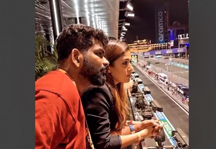 Watch! Lady Superstar Nayanthara and Vignesh Shivan immerse in Formula 1 adventure at Saudi Arabian Grand Prix Day 1